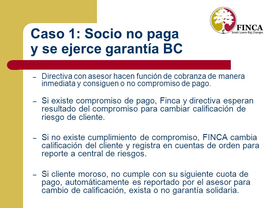 Caso 1: Socio no paga y se ejerce garantía BC