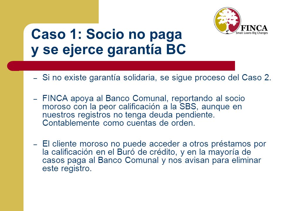 Caso 1: Socio no paga y se ejerce garantía BC