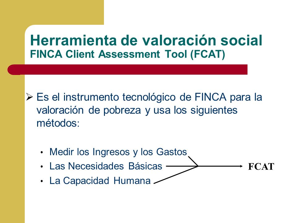 Herramienta de valoración social FINCA Client Assessment Tool (FCAT)