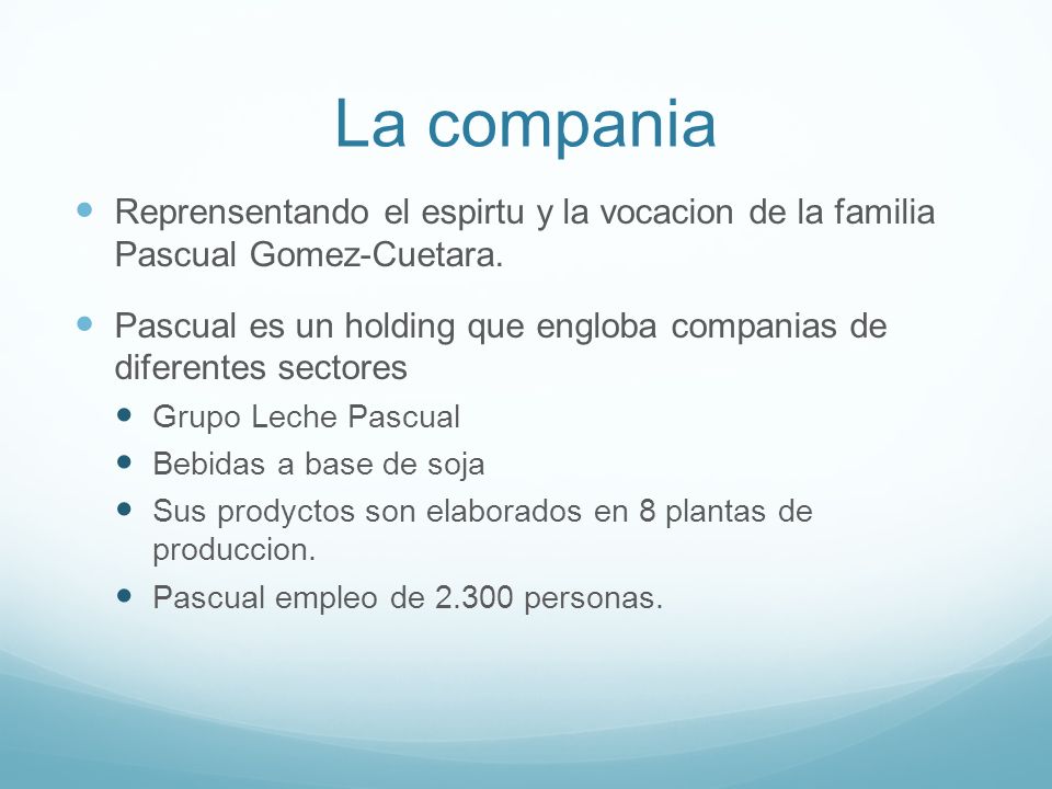La compania Reprensentando el espirtu y la vocacion de la familia Pascual Gomez-Cuetara.