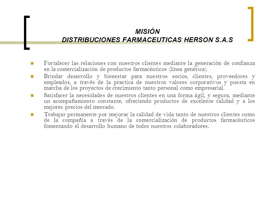 MISIÓN DISTRIBUCIONES FARMACEUTICAS HERSON S.A.S