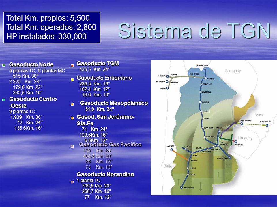 Sistema de TGN Total Km. propios: 5,500 Total Km. operados: 2,800