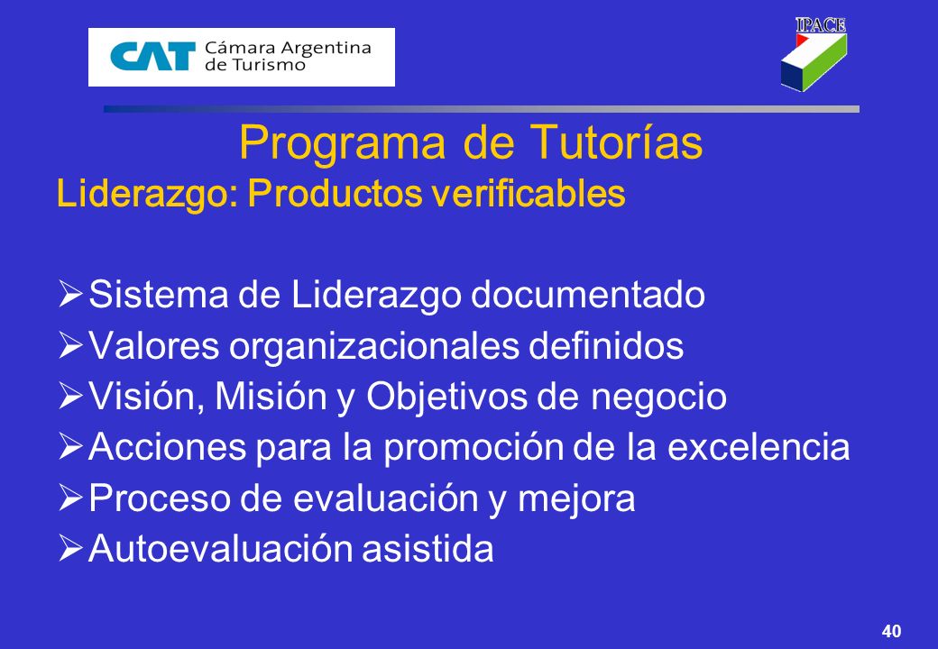 Programa de Tutorías Liderazgo: Productos verificables