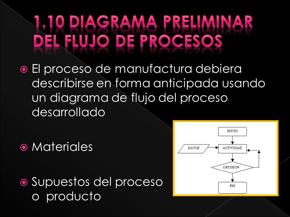 1.10 Diagrama preliminar del flujo de procesos