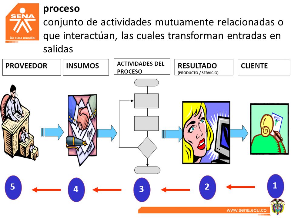 proceso conjunto de actividades mutuamente relacionadas o que interactúan, las cuales transforman entradas en salidas.
