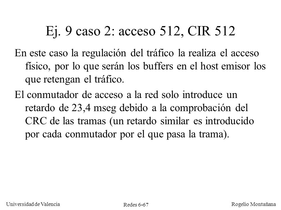 Redes Frame Relay y ATM Ej. 9 caso 2: acceso 512, CIR 512.