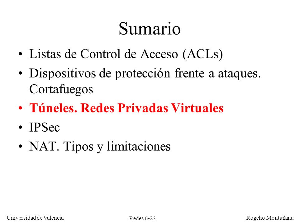 Sumario Listas de Control de Acceso (ACLs)
