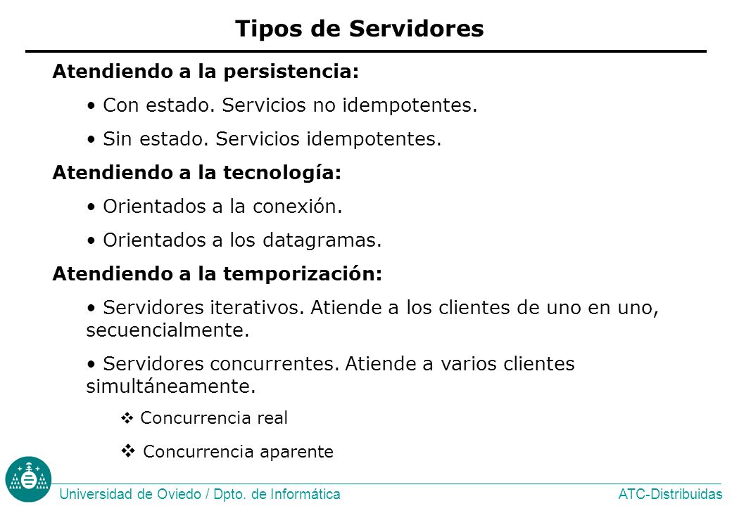 Tipos de Servidores Atendiendo a la persistencia: