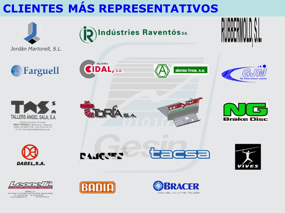 CLIENTES MÁS REPRESENTATIVOS