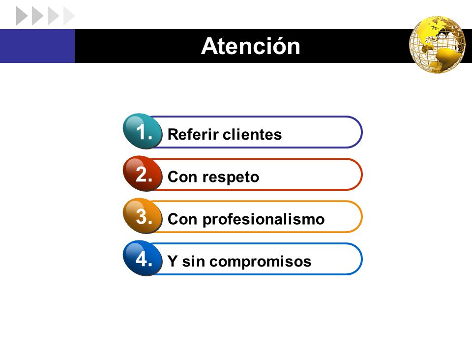 Atención Referir clientes Con respeto Con profesionalismo