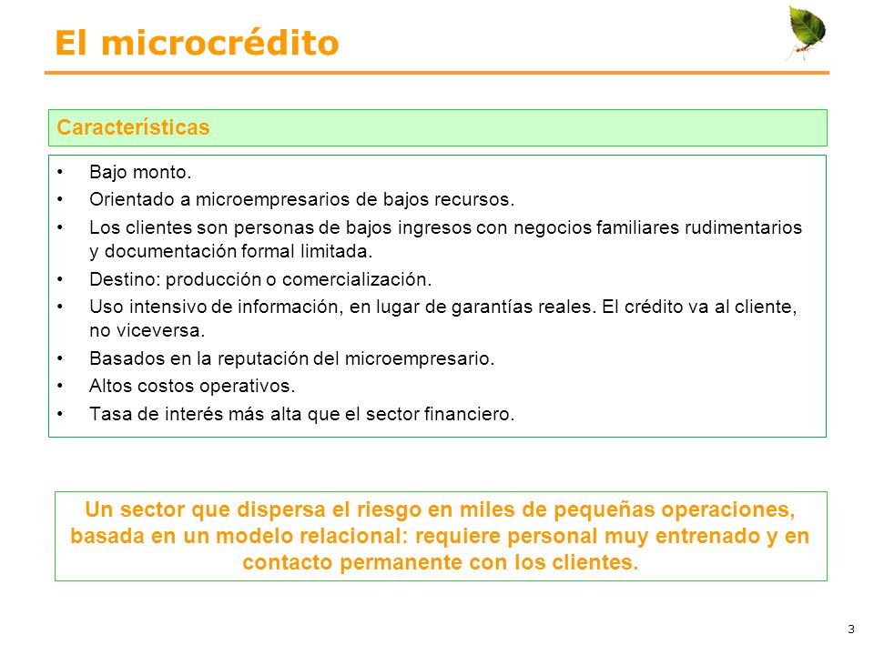 El microcrédito Características