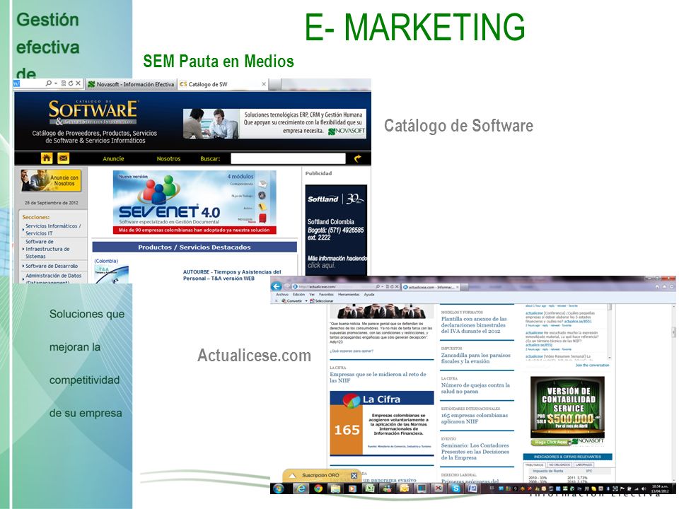 E- MARKETING SEM Pauta en Medios Catálogo de Software Actualicese.com