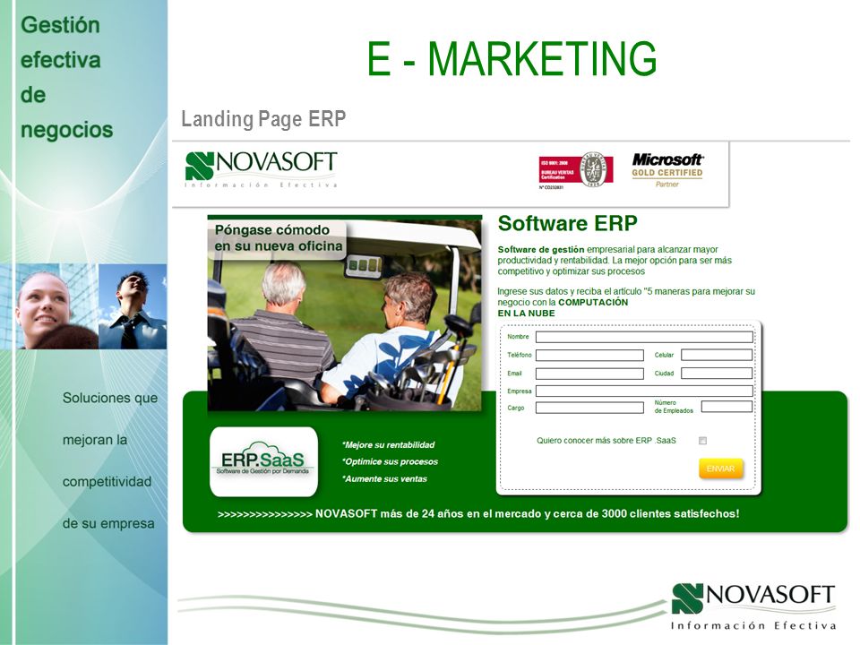 E - MARKETING Landing Page ERP