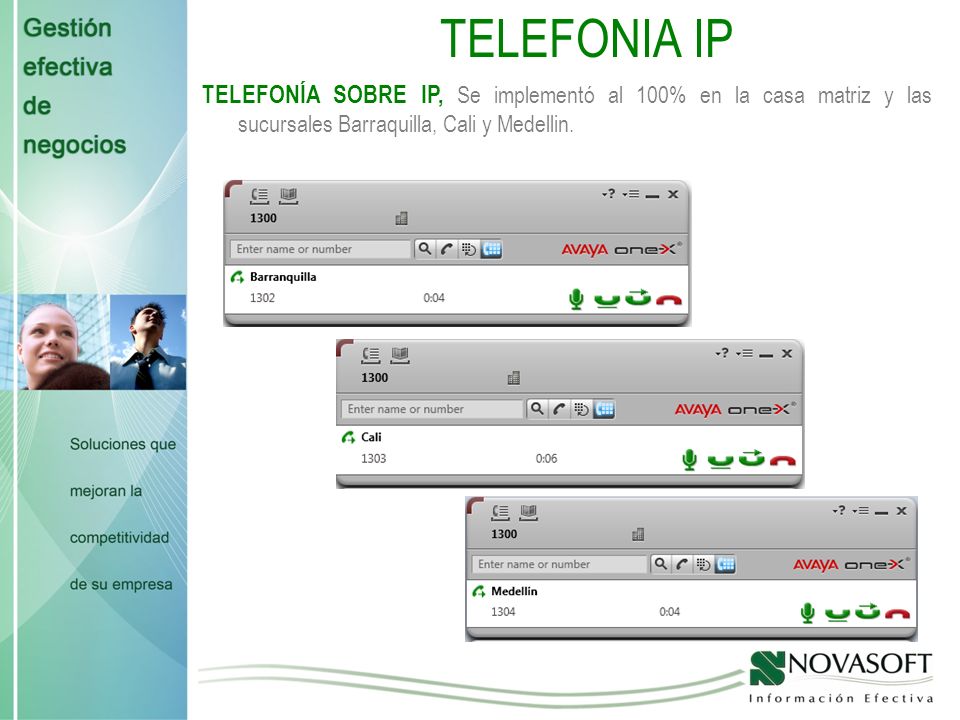 TELEFONIA IP TELEFONÍA SOBRE IP, Se implementó al 100% en la casa matriz y las sucursales Barraquilla, Cali y Medellin.