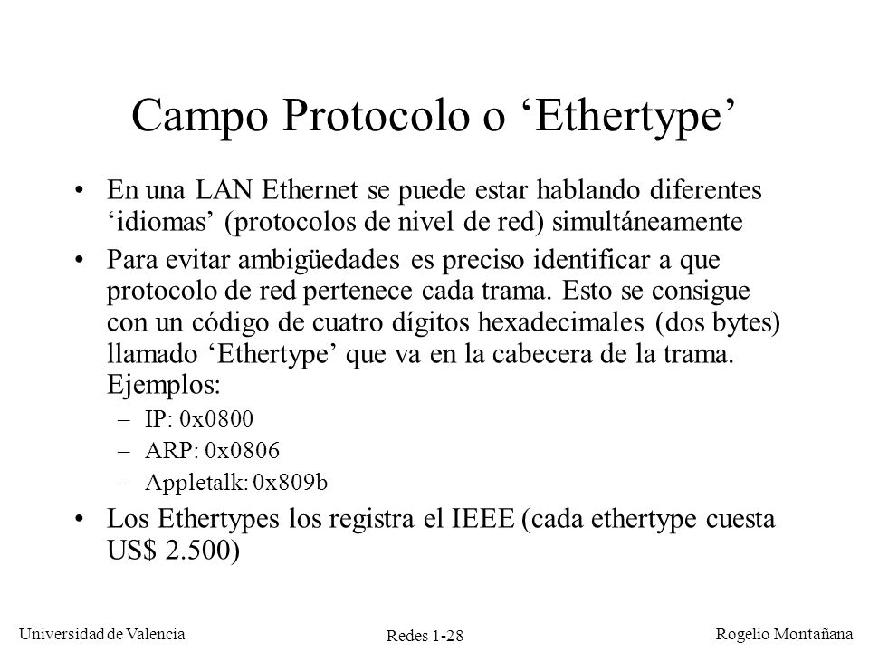 Campo Protocolo o ‘Ethertype’