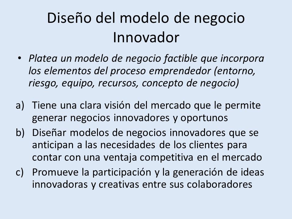 Diseño del modelo de negocio Innovador