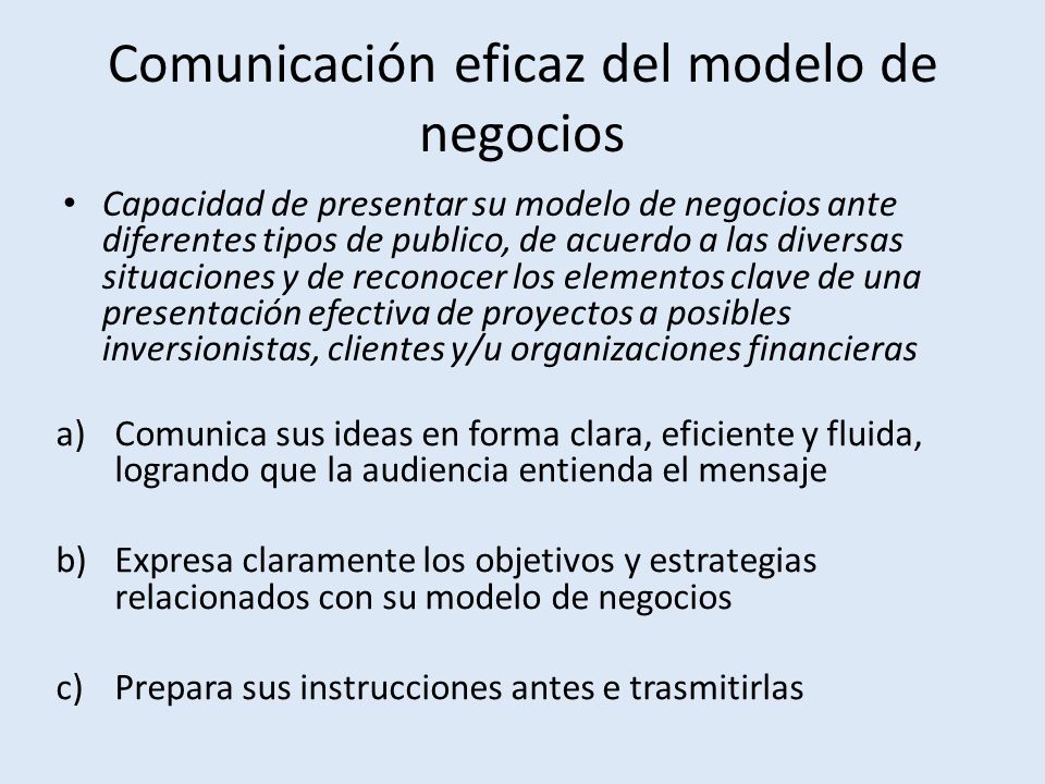 Comunicación eficaz del modelo de negocios