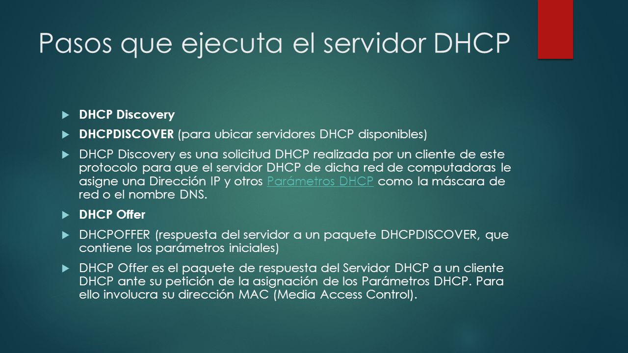 Pasos que ejecuta el servidor DHCP