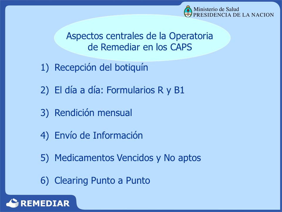 Aspectos centrales de la Operatoria de Remediar en los CAPS