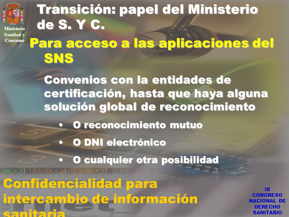 Ministerio Sanidad y Consumo IX CONGRESO NACIONAL DE DERECHO SANITARIO