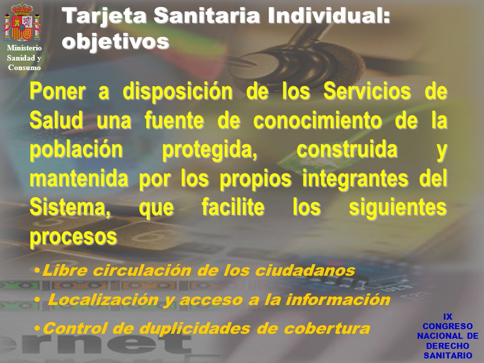 Ministerio Sanidad y Consumo IX CONGRESO NACIONAL DE DERECHO SANITARIO