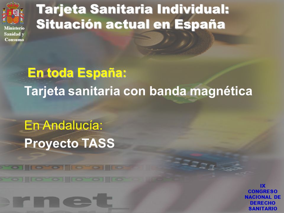 Ministerio Sanidad y Consumo IX CONGRESO NACIONAL DE DERECHO SANITARIO