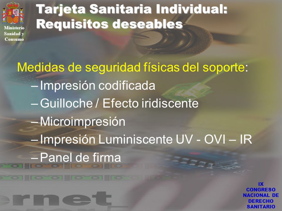 Ministerio Sanidad y Consumo IX CONGRESO NACIONAL DE DERECHO SANITARIO