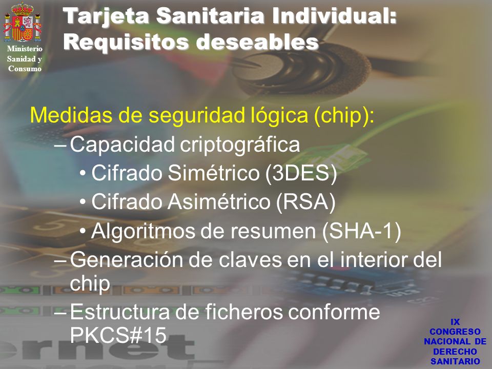 Ministerio Sanidad y Consumo IX CONGRESO NACIONAL DE DERECHO SANITARIO