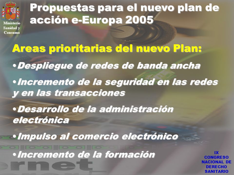 Ministerio Sanidad y Consumo IX CONGRESO NACIONAL DE DERECHO SANITARIO