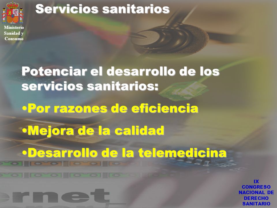 Ministerio Sanidad y Consumo IX CONGRESO NACIONAL DE DERECHO SANITARIO