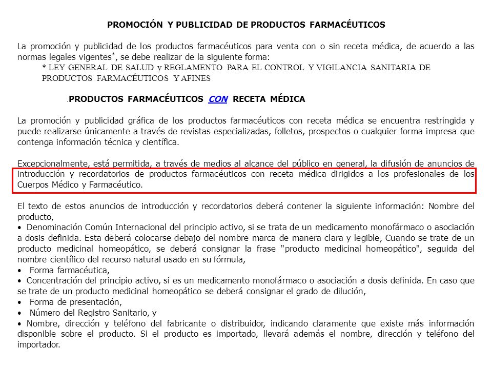 PROMOCIÓN Y PUBLICIDAD DE PRODUCTOS FARMACÉUTICOS