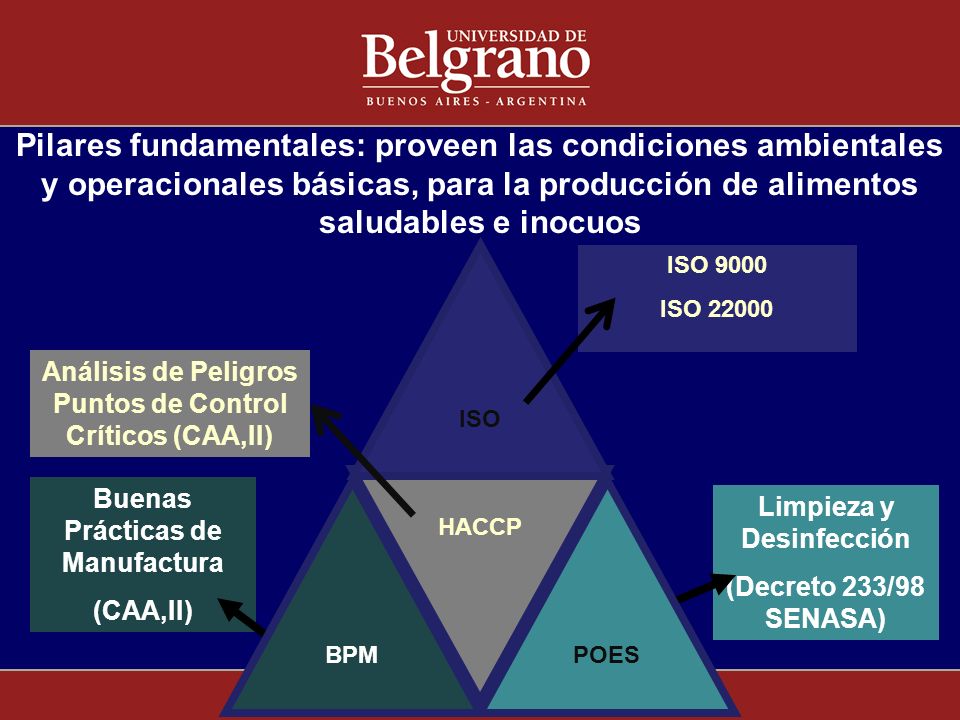 Pilares fundamentales: proveen las condiciones ambientales y operacionales básicas, para la producción de alimentos saludables e inocuos