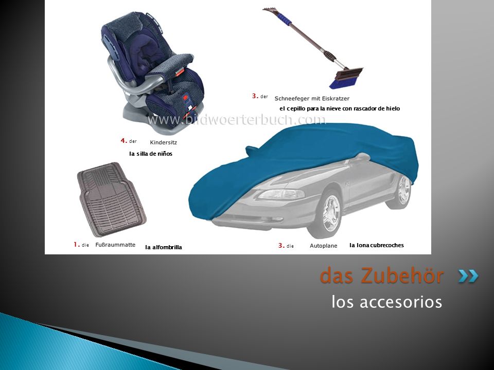das Zubehör los accesorios 3. der 4. der 1. die 3. die