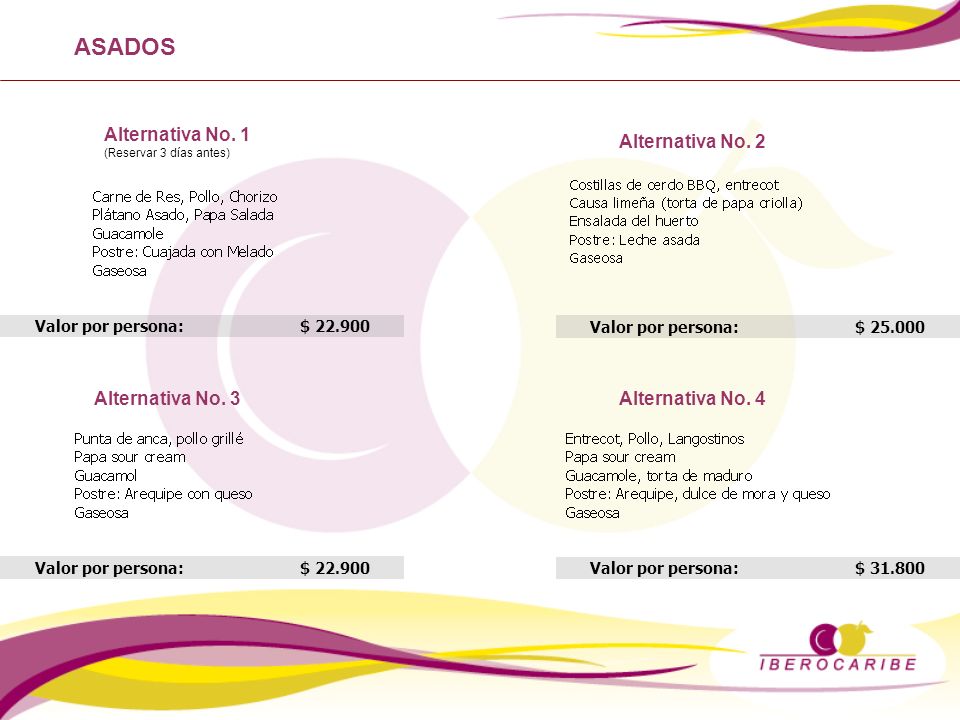 ASADOS Alternativa No. 1 Alternativa No. 2 Alternativa No. 3