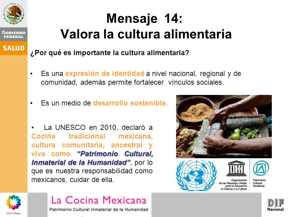 Mensaje 14: Valora la cultura alimentaria