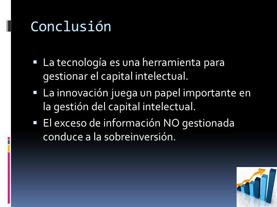 Conclusión La tecnología es una herramienta para gestionar el capital intelectual.