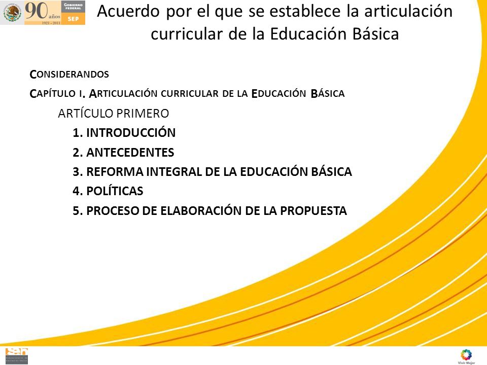 Acuerdo por el que se establece la articulación curricular de la Educación Básica