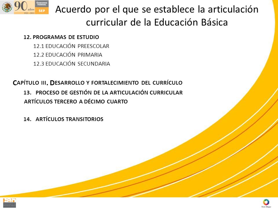 Acuerdo por el que se establece la articulación curricular de la Educación Básica
