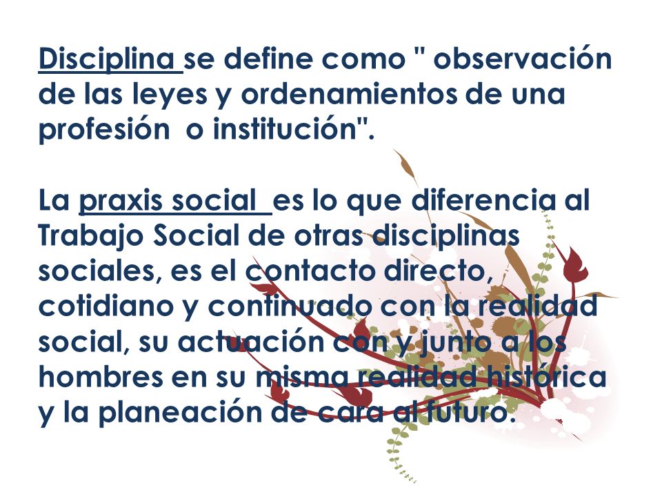 Disciplina se define como observación de las leyes y ordenamientos de una profesión o institución .