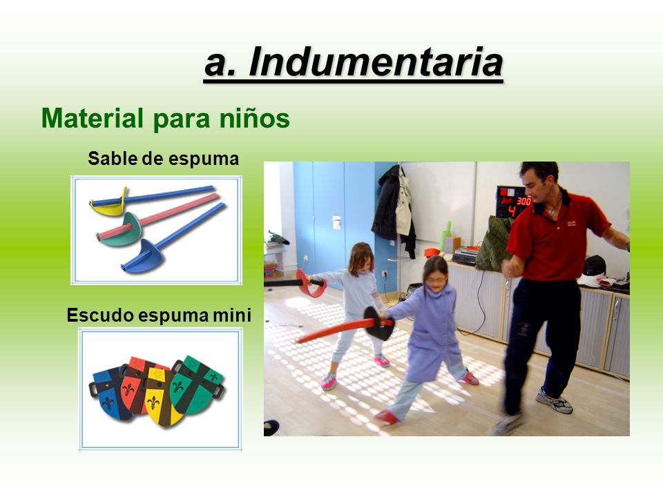 a. Indumentaria Material para niños Sable de espuma Escudo espuma mini
