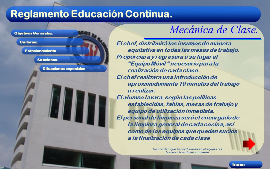 Mecánica de Clase. El chef, distribuirá los insumos de manera equitativa en todas las mesas de trabajo.