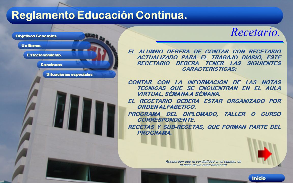 Recetario. EL ALUMNO DEBERA DE CONTAR CON RECETARIO ACTUALIZADO PARA EL TRABAJO DIARIO, ESTE RECETARIO DEBERA TENER LAS SIGUIENTES CARACTERISTICAS:
