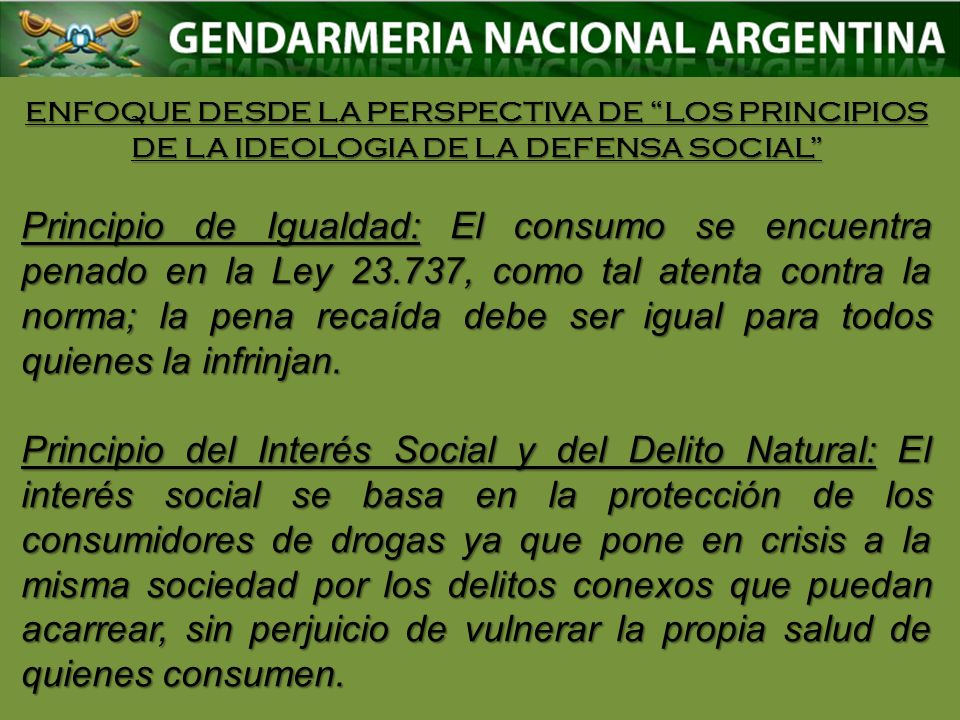 ENFOQUE DESDE LA PERSPECTIVA DE LOS PRINCIPIOS DE LA IDEOLOGIA DE LA DEFENSA SOCIAL