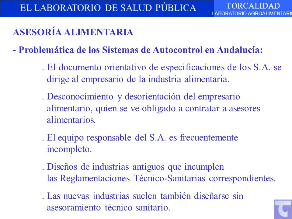 ASESORÍA ALIMENTARIA - Problemática de los Sistemas de Autocontrol en Andalucía: