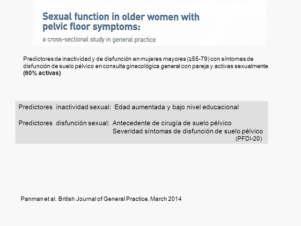 Predictores disfunción sexual: Antecedente de cirugía de suelo pélvico
