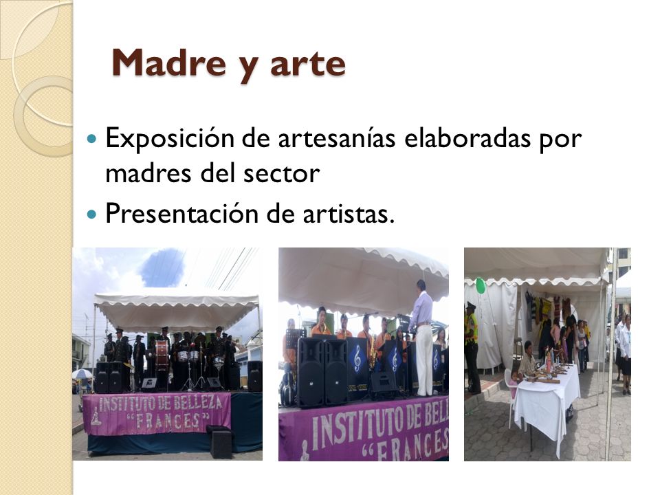 Madre y arte Exposición de artesanías elaboradas por madres del sector