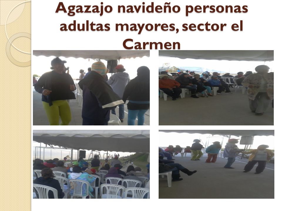 Agazajo navideño personas adultas mayores, sector el Carmen