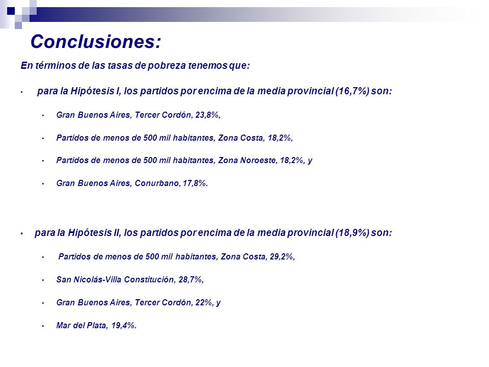 Conclusiones: En términos de las tasas de pobreza tenemos que: