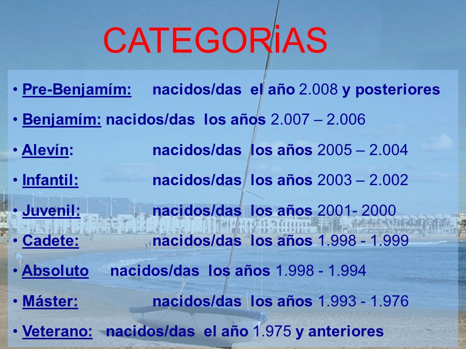 CATEGORiAS Pre-Benjamím: nacidos/das el año y posteriores