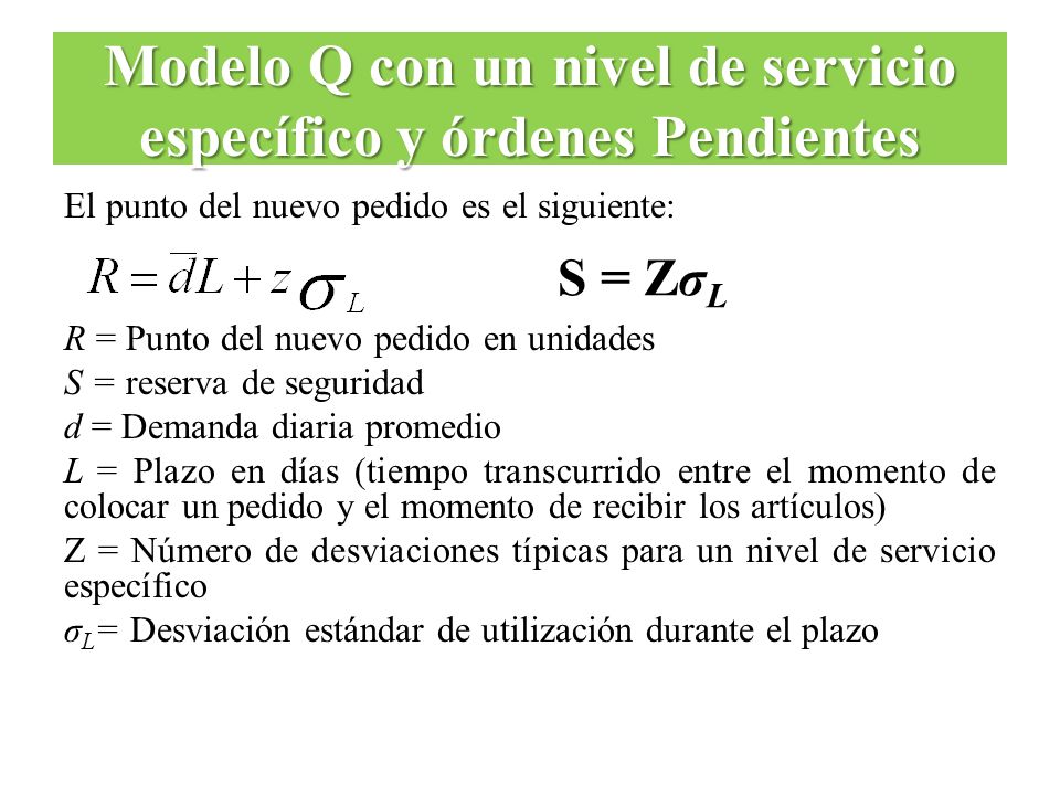 Modelo Q con un nivel de servicio específico y órdenes Pendientes